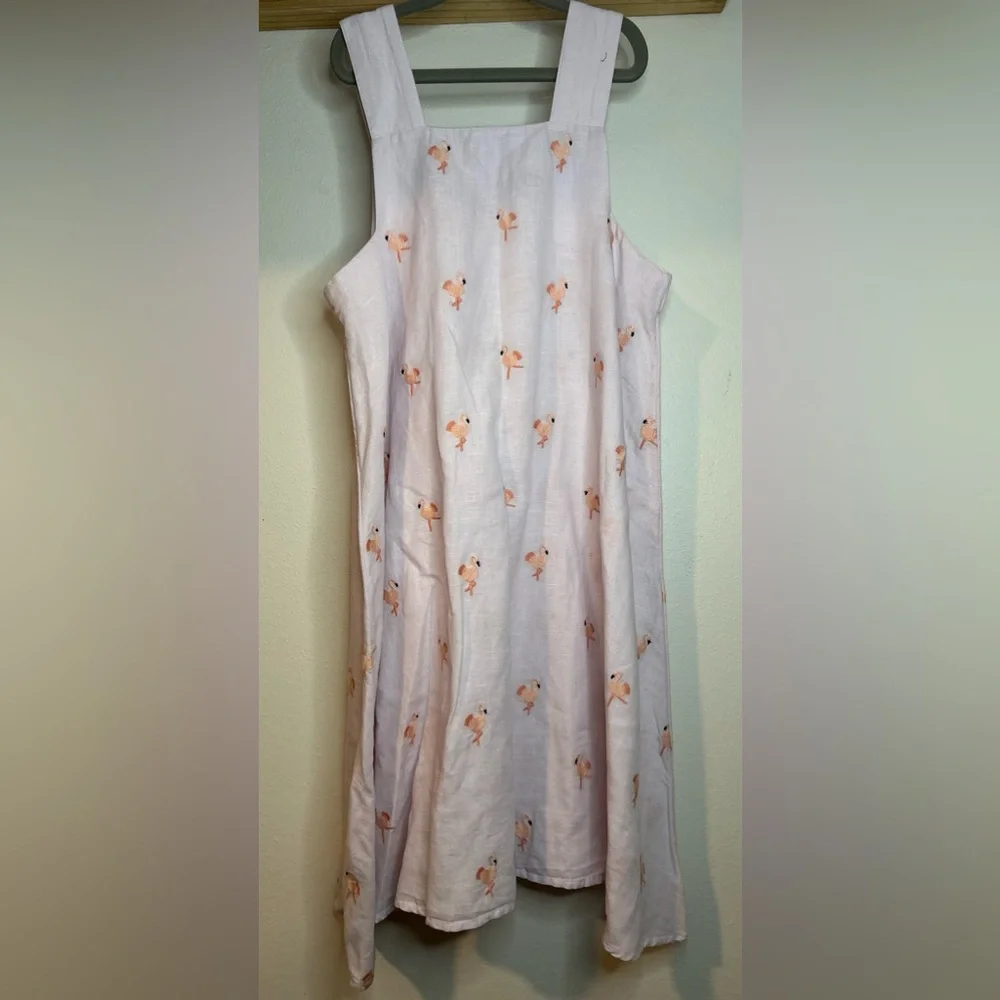 NWT STELLA MCCARTNEY Pink Dress with Embroidered Flamingos 🦩, SIZE 12